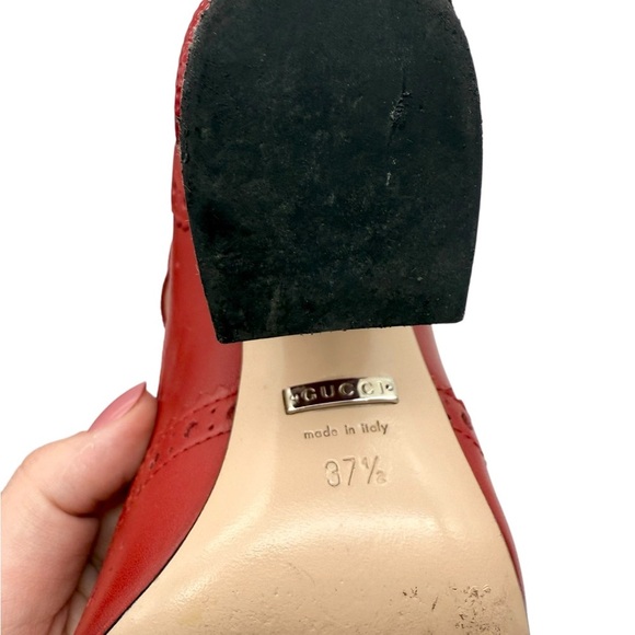 Gucci Queercore Brogue red embellished heels 37.5 - Picture 10 of 12